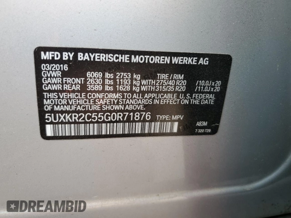 2016 BMW X5 sDrive35i z VIN 5UXKR2C55G0R71876, wystawiony jako Copart lot #52946795 z przebiegiem 113 890 mil mil oraz Szkoda całkowita • Salvage title. Historia ofert i sprzedaży dostępna na DreamBid. Obrazek 13.
