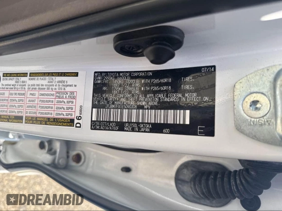 2014 Lexus GX with VIN JTJBM7FX1E5090308, listed as a IAAI auction lot 42130546 with 132,247 mi miles. Bid and sale history available at carsss.com. Image 9.