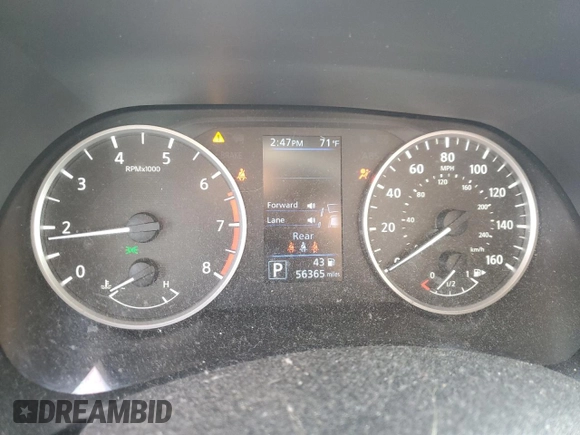2020 Nissan Sentra S with VIN 3N1AB8BV3LY206111, listed as a Copart auction lot 47118415 with 56,365 mi miles and Salvage Title. Bid and sale history available at carsss.com. Image 9.