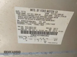 2017 Ford Flex SEL with VIN 2FMGK5C85HBA03862, listed as a IAAI auction lot 40797988 with 109,497 mi miles. Bid and sale history available at carsss.com. Image 9.