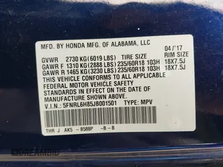 2018 Honda Odyssey Touring with VIN 5FNRL6H85JB001501, listed as a IAAI auction lot 41911497 with 92,407 mi miles. Bid and sale history available at carsss.com. Image 9.