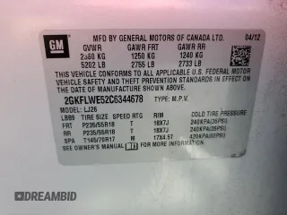 2012 GMC Terrain SLT-2 with VIN 2GKFLWE52C6344678, listed as a Copart auction lot 48904375 with 120,586 mi miles and Clean Title. Bid and sale history available at DreamBid. Image 13.