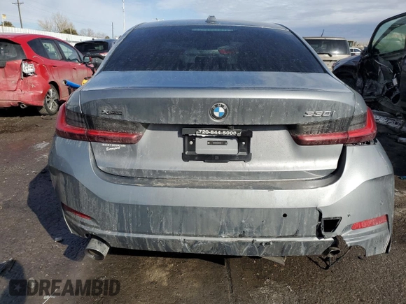2023 BMW 3 Series 330i xDrive with VIN 3MW89FF0XP8D75507, listed as a Copart auction lot 43062285 with 34,396 mi miles and Salvage Title. Bid and sale history available at carsss.com. Image 6.
