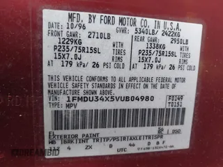 1997 Ford Explorer XL with VIN 1FMDU34X5VUB04980, listed as a IAAI auction lot 41711874 with 137,813 mi miles and . Bid and sale history available at DreamBid. Image 9.
