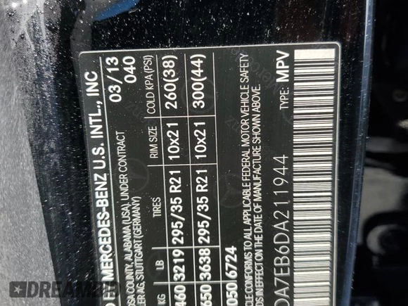 2013 Mercedes-Benz M ML 63 AMG with VIN 4JGDA7EB6DA211944, listed as a Copart auction lot 42214285 with 218,624 mi miles and Clean Title. Bid and sale history available at carsss.com. Image 13.
