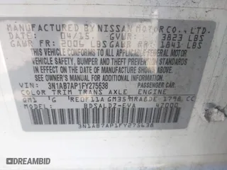 2015 Nissan Sentra S with VIN 3N1AB7AP1FY275638, listed as a IAAI auction lot 42013524 with 75,312 mi miles. Bid and sale history available at carsss.com. Image 9.