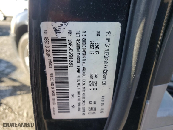 2007 Dodge Magnum with VIN 2D4FV47V27H615081, listed as a Copart auction lot 80396374 with 280,085 mi miles and Clean Title. Bid and sale history available at carsss.com. Image 12.