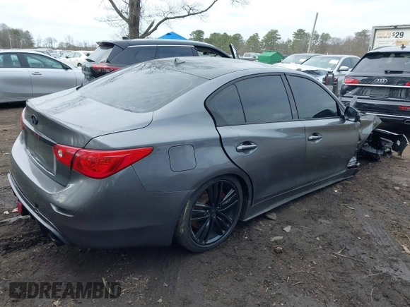 2015 Infiniti Q50 with VIN JN1BV7AR8FM401199, listed as a IAAI auction lot 41997546 with 86,017 mi miles. Bid and sale history available at carsss.com. Image 4.