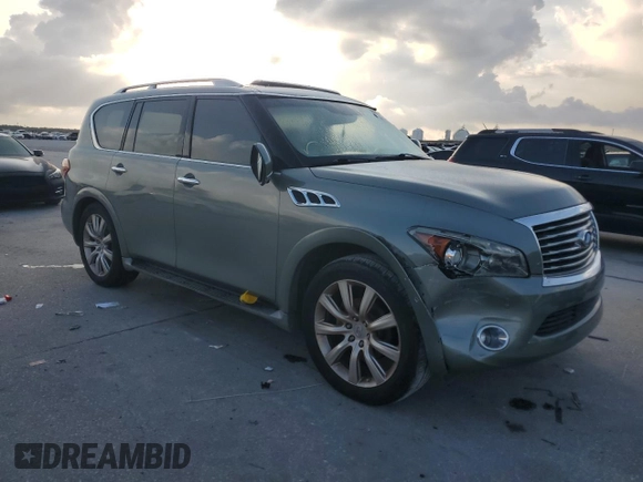 2012 Infiniti QX56 7-passenger with VIN JN8AZ2NF7C9515536, listed as a Copart auction lot 54954855 with Not Provided miles and Salvage Title. Bid and sale history available at carsss.com. Image 4.