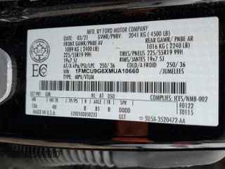 2021 Ford Escape SE с VIN 1FMCU9G6XMUA10660, выставлен на аукционе Copart как лот 58656115 с пробегом 67 723 миль миль и Списание • Salvage title. История ставок и продаж доступна на DreamBid. Изображение 14.