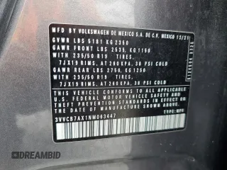 2022 Volkswagen Tiguan SE R-Line Black с VIN 3VVCB7AX1NM063447, выставлен на аукционе Copart как лот 59599855 с пробегом 53 400 миль миль и На запчасти • Non repairable. История ставок и продаж доступна на DreamBid. Изображение 14.
