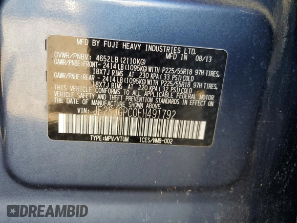 2014 Subaru Forester XT Touring with VIN JF2SJGPC0EH491792, listed as a Copart auction lot 61949315 with 126,304 mi miles and Salvage title. Bid and sale history available at DreamBid. Image 13.