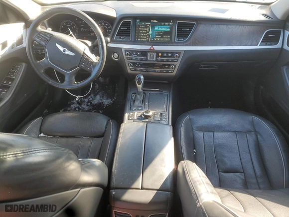 2015 Hyundai Genesis 3.8L with VIN KMHGN4JE0FU018271, listed as a Copart auction lot 42048535 with 92,760 mi miles and Salvage Title. Bid and sale history available at carsss.com. Image 8.