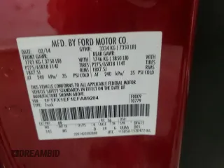 2014 Ford F-150 XL with VIN 1FTFX1EF1EFA89204, listed as a Copart auction lot 86800594 with Not Provided miles and Non Repairable. Bid and sale history available at carsss.com. Image 12.