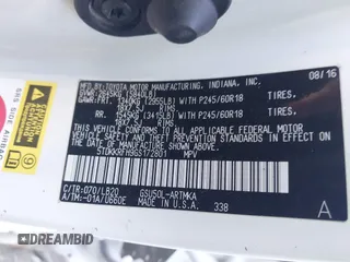 2016 Toyota Highlander XLE z VIN 5TDKKRFH9GS172801, wystawiony jako IAAI lot #41977342 z przebiegiem 224 275 mil mil oraz . Historia ofert i sprzedaży dostępna na DreamBid. Obrazek 9.