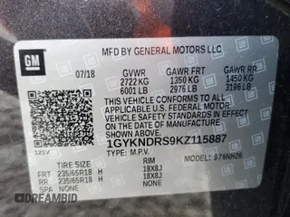 2019 Cadillac XT5 Luxury AWD z VIN 1GYKNDRS9KZ115887, wystawiony jako Copart lot #58528075 z przebiegiem 75 651 mil mil oraz Szkoda całkowita • Salvage title. Historia ofert i sprzedaży dostępna na DreamBid. Obrazek 13.