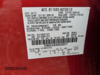 2013 Ford Flex SEL z VIN 2FMGK5C83DBD38371, wystawiony jako Copart lot #50959765 z przebiegiem Nie podano mil oraz Szkoda całkowita • Salvage title. Historia ofert i sprzedaży dostępna na DreamBid. Obrazek 14.