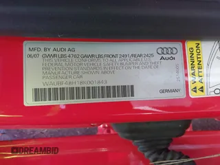 2008 Audi A4 с VIN WAUBF48H18K001843, выставлен на аукционе IAAI как лот 41518939 с пробегом 88 041 миль миль и . История ставок и продаж доступна на DreamBid. Изображение 9.