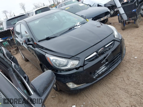 2012 Hyundai Accent SE with VIN KMHCU5AE7CU004466, listed as a IAAI auction lot 41602472 with 144,843 mi miles. Bid and sale history available at carsss.com. Image 1.