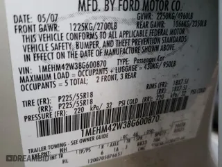 2008 Mercury Sable Premier with VIN 1MEHM42W38G600870, listed as a Copart auction lot 50564345 with 211,414 mi miles and Non Repairable. Bid and sale history available at carsss.com. Image 12.