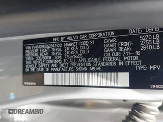 2016 Volvo XC60 T5 Premier with VIN YV4612RK0G2842422, listed as a IAAI auction lot 42123143 with 165,081 mi miles. Bid and sale history available at carsss.com. Image 9.