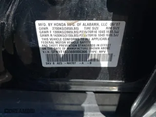 2008 Honda Pilot SE with VIN 5FNYF18338B000366, listed as a IAAI auction lot 41857228 with 217,246 mi miles. Bid and sale history available at carsss.com. Image 9.
