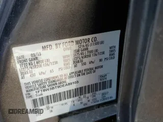2013 Ford F-350 Platinum with VIN 1FT8W3BT9DEA89103, listed as a Copart auction lot 52347125 with 82,172 mi miles and Salvage title. Bid and sale history available at DreamBid. Image 13.