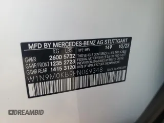 2023 Mercedes-Benz EQB 300 z VIN W1N9M0KB9PN069348, wystawiony jako Copart lot #46492774 z przebiegiem 772 mil mil oraz Szkoda całkowita • Salvage title. Historia ofert i sprzedaży dostępna na DreamBid. Obrazek 12.