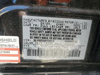 2024 Nissan Sentra SV with VIN 3N1AB8CVXRY334336, listed as a Copart auction lot 51829525 with 9,591 mi miles and Salvage Title. Bid and sale history available at DreamBid. Image 15.