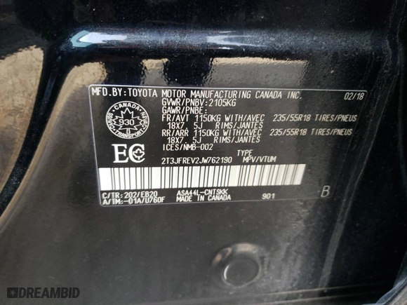 2018 Toyota RAV4 SE with VIN 2T3JFREV2JW762190, listed as a Copart auction lot 48401665 with 151,022 mi miles and Salvage Title. Bid and sale history available at carsss.com. Image 13.