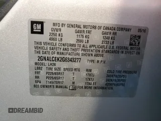 2016 Chevrolet Equinox LT z VIN 2GNALCEK2G6343277, wystawiony jako Copart lot #84266854 z przebiegiem 166 953 mil mil oraz Szkoda całkowita • Salvage title. Historia ofert i sprzedaży dostępna na DreamBid. Obrazek 13.