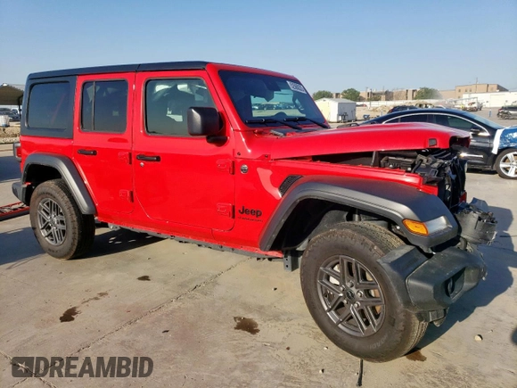 2024 Jeep Wrangler Sport S with VIN 1C4PJXDG3RW253142, listed as a Copart auction lot 52560035 with 2,667 mi miles and Salvage title. Bid and sale history available at DreamBid. Image 4.