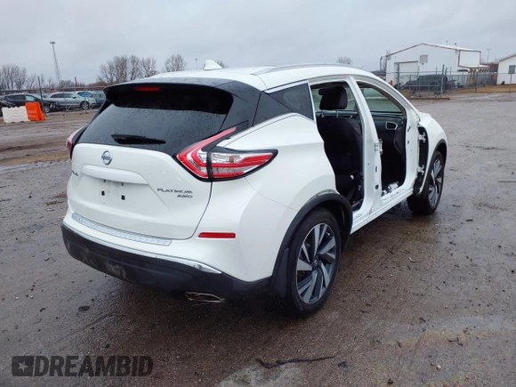 2017 Nissan Murano Platinum z VIN 5N1AZ2MH6HN164756, wystawiony jako IAAI lot #41462574 z przebiegiem 95 401 mil mil oraz . Historia ofert i sprzedaży dostępna na DreamBid. Obrazek 4.