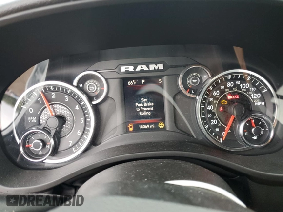 2023 Ram 1500 Big Horn with VIN 1C6SRFBT3PN533506, listed as a Copart auction lot 73648714 with 14,069 mi miles and Salvage Title. Bid and sale history available at carsss.com. Image 9.