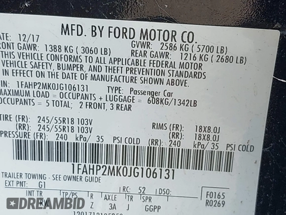 2018 Ford Police Interceptor z VIN 1FAHP2MK0JG106131, wystawiony jako IAAI lot #42128631 z przebiegiem 68 924 mil mil oraz . Historia ofert i sprzedaży dostępna na DreamBid. Obrazek 9.