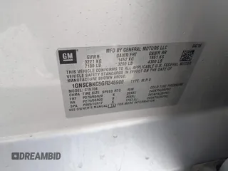 2016 Chevrolet Tahoe LT с VIN 1GNSCBKC5GR345900, выставлен на аукционе IAAI как лот 41937191 с пробегом 141 252 миль миль и . История ставок и продаж доступна на DreamBid. Изображение 9.