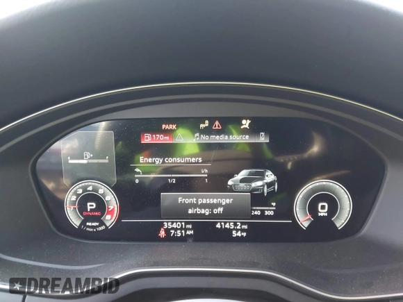 2021 Audi A5 S line Premium Plus z VIN WAUTAAF52MA037616, wystawiony jako IAAI lot #41847476 z przebiegiem 35 401 mil mil oraz . Historia ofert i sprzedaży dostępna na DreamBid. Obrazek 7.