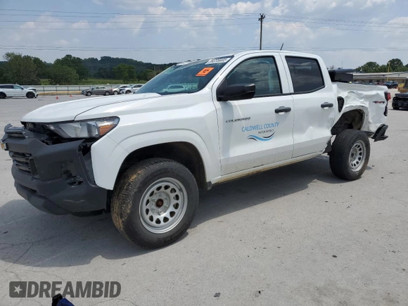 2024 Chevrolet Colorado 4WD Work Truck z VIN 1GCGTBEC6R1124897, wystawiony jako Copart lot #59235665 z przebiegiem 14 521 mil mil oraz Szkoda całkowita • Salvage title. Historia ofert i sprzedaży dostępna na DreamBid. Obrazek 1.