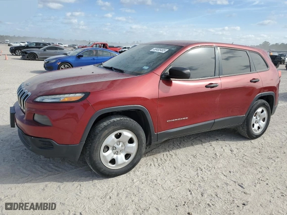 2014 Jeep Cherokee Sport with VIN 1C4PJMAB9EW297440, listed as a Copart auction lot 49485485 with 218,424 mi miles and Clean Title. Bid and sale history available at carsss.com. Image 1.