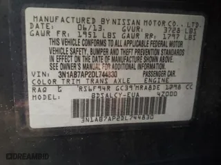 2013 Nissan Sentra SR with VIN 3N1AB7AP2DL744830, listed as a Copart auction lot 45310805 with 118,891 mi miles and Salvage Title. Bid and sale history available at carsss.com. Image 13.