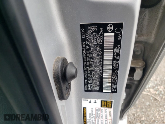2020 Toyota Prius LE with VIN JTDL9RFU3L3017587, listed as a Copart auction lot 55431755 with 61,507 mi miles and Salvage Title. Bid and sale history available at DreamBid. Image 12.