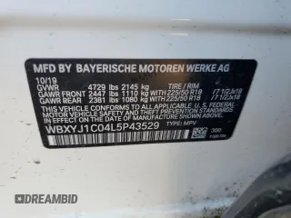 2020 BMW X2 xDrive28i with VIN WBXYJ1C04L5P43529, listed as a Copart auction lot 46868775 with 0 mi miles and Salvage Title. Bid and sale history available at carsss.com. Image 13.