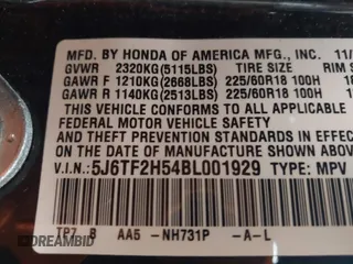 2011 Honda Accord Crosstour EX-L with VIN 5J6TF2H54BL001929, listed as a IAAI auction lot 42148921 with 174,901 mi miles. Bid and sale history available at carsss.com. Image 9.