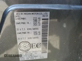 2019 Infiniti QX60 Luxe z VIN 5N1DL0MM5KC564679, wystawiony jako Copart lot #56152085 z przebiegiem 166 506 mil mil oraz Szkoda całkowita • Salvage title. Historia ofert i sprzedaży dostępna na DreamBid. Obrazek 13.