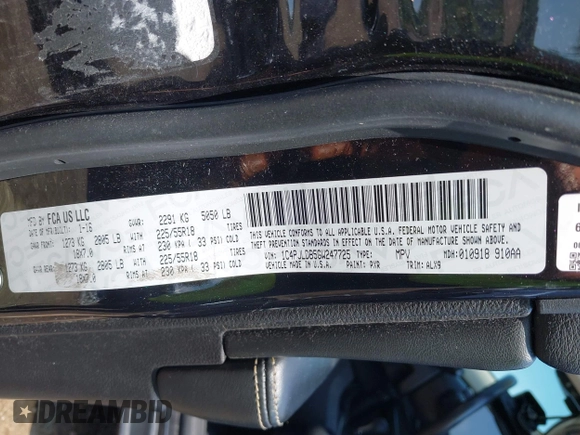 2016 Jeep Cherokee Limited с VIN 1C4PJLDB5GW247725, выставлен на аукционе IAAI как лот 42664270 с пробегом 168 095 миль миль и . История ставок и продаж доступна на DreamBid. Изображение 9.