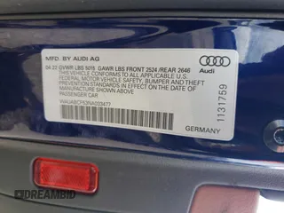 2022 Audi A5 Sportback Premium with VIN WAUABCF53NA033477, listed as a Copart auction lot 59138923 with 25,298 mi miles. Bid and sale history available at carsss.com. Image 12.