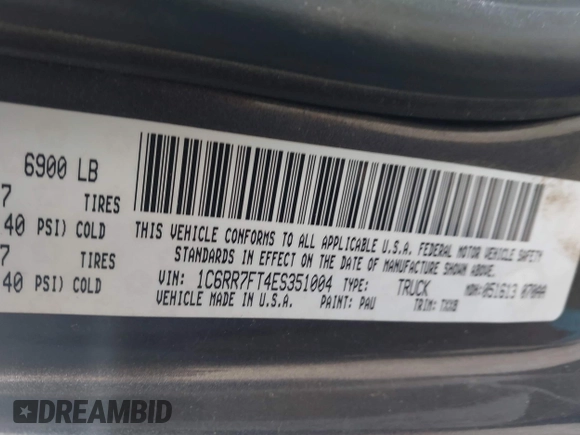 2014 Ram 1500 Express with VIN 1C6RR7FT4ES351004, listed as a IAAI auction lot 42141410 with 171,645 mi miles and . Bid and sale history available at DreamBid. Image 9.