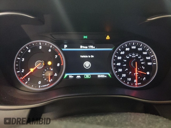 2021 Genesis G70 3.3T with VIN KMTG34LE7MU076383, listed as a Copart auction lot 71798544 with 35,450 mi miles and Salvage Title. Bid and sale history available at carsss.com. Image 9.