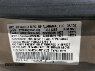 2006 Honda Odyssey EX with VIN 5FNRL38426B401762, listed as a Copart auction lot 61018525 with 145,370 mi miles and Salvage title. Bid and sale history available at DreamBid. Image 14.