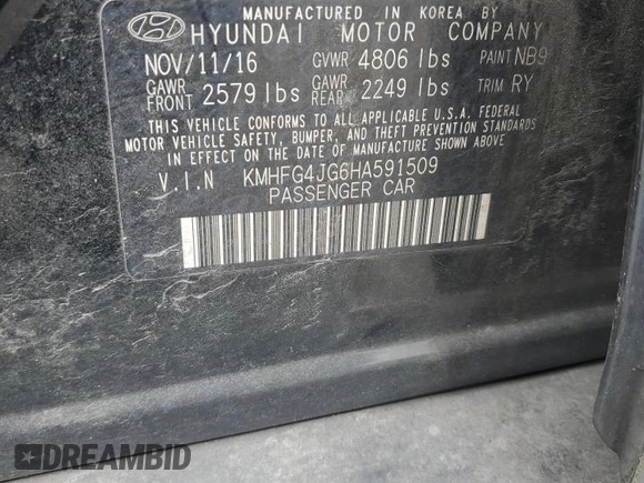2017 Hyundai Azera with VIN KMHFG4JG6HA591509, listed as a Copart auction lot 47174805 with 130,670 mi miles and Salvage Title. Bid and sale history available at carsss.com. Image 12.